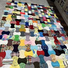 VTG Cutter Quilt Bow Tie Feedsack Wool Block Hand Pieced Nice picture