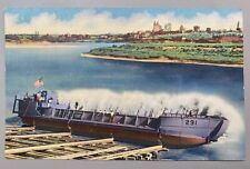 c1940s WW II Navy Ship Harry Darbys Shipyard Kansas City Vtg Linen Postcard picture