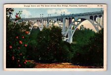 Pasadena CA-California, Orange Grove Arroyo Seco Bridge c1928 Vintage Postcard picture