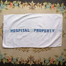 Vintage Danbury CT Hospital Property Towel White & Blue 33
