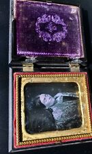 1/6 Daguerreotype Post Mortem Woman Wearing Paisley Shawl Antique Photo picture
