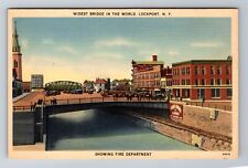 Lockport NY-New York, Widest Bridge In The World, Antique, Vintage Postcard picture