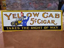 NEW OLD STOCK NOS EMBOSSED YELLOW CAB CIGAR MINT TIN METAL SIGN DESPERATE SIGN picture