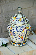 Vintage Faience polychrome Vase mounted lamp 1950 picture