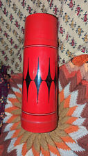 Vintage Aladdin Vanguard Thermos Red Black Diamond Pattern Insulated Hot Cold picture