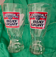 Vintage Budweiser Beer~Bud Light~ Pilsner Glasses w/Swirl Design~Set of 2 picture