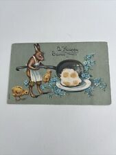 HOLIDAY  Postcard--A Happy Easter-Bunny with Large Frying Pan Frying Eggs-Chicks picture