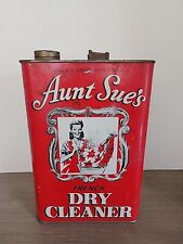Vintage Aunt Sue's French Dry Cleaner 1 Gallon Metal Can Oil Sign picture