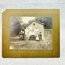3 Generation Family Photo at Barn Mounted Board Photograph Vintage Antique picture