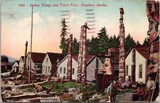 Indian Village, Totem Poles, Howkan, Alaska - 1921 Divided Back Postcard picture