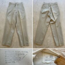 1962 Vtg US Army USAF Khaki Chino W 30.5 L 32.5 All Cotton Summer Tan Pants 60s picture