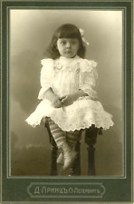 Russia, St. Peterburg, Portrait of a Little Girl Vintage Print. Cabinet Card picture