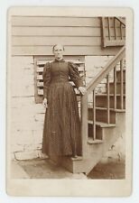 Antique Circa 1880s ID'd Cabinet Card Stoic Older Woman Named Mrs. Reed Outside picture