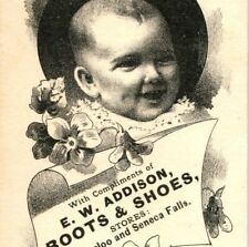 c1880s Waterloo Seneca Falls N.Y. Addison Boots Trade Card Wholesome Baby C10 picture