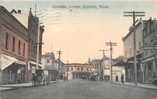 Chehalis, WA Washington  CHEHALIS AVENUE STREET SCENE Stores~Wagon 1909 Postcard picture
