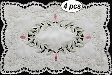 Creative Linens 4PCS Spring Embroidered Floral Pastel Placemat 11x17