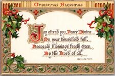 Vintage 1910s TUCK'S CHRISTMAS BLESSINGS Embossed Postcard 