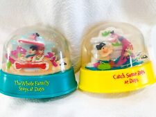 2 1994 The Flintstones Snow Globes Official Fred Wilma Pebbles Dino Days Inn Set picture