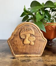Vintage 1970s Wooden Mushroom Napkin Holder  picture