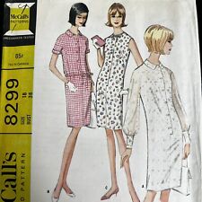 Vintage 1960s McCalls 8299 Slim Collared Button Dress Sewing Pattern 18 M/L CUT picture