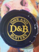 Dave And Buster’s Large Cigar Ceramic AshTray Cobalt Blue Gold Trim  6