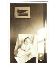 c.1900s Cute Baby Sitting Down In White RPPC Real Photo Postcard UNPOSTED picture