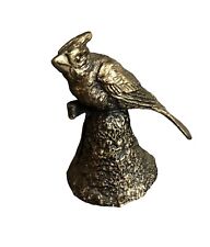 Vintage Small Heavy Brass Dinner Bell Bird Handle Bow Bas Relief Shoor 1985 picture