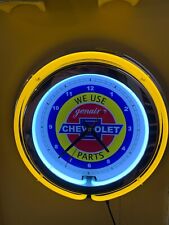 Chevy Chevrolet Motors Auto Garage Man Cave YELLOW Neon Wall Clock Sign picture