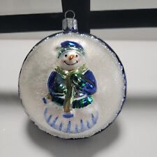 Waterford Blown Glass Snowman Ornament Vintage Christmas FTD Cute picture