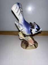 Vintage Ucagco Ceramics Japan Figurines BLUE Jay Bird on Branch Great Condition picture
