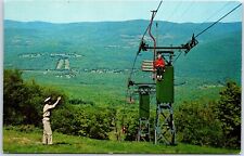 VINTAGE POSTCARD THE DOUBLE CHAIRLIFT AT BELLEAYRE MT. SKI CENTER NEW YORK picture