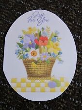 Vtg Hallmark Easter Card Small Pretty Flower Basket Daffodil Eggs LK UNUSED picture