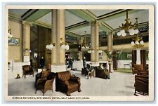 c1920's Marble Rotunda Grand Hotel Lobby Restaurant Salt Lake City Utah Postcard picture