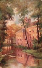Vintage Postcard 1910's Home By The River House Riverside Water flow Nature Art picture