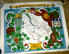 LOVELY ILLUSTRATED MAP  VIGNOBLE VINEYARDS OF FRANCE VINS DE BORDEAUX BY HETREAU picture