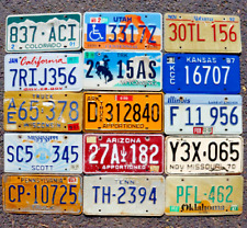 LOT of 15 License Plates 10 States USA License Plate Tag Craft Condition Group picture