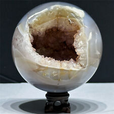 103MM 2.87LB Natural Big Druzy Agate Sphere Ball Quartz Crystal Healing Decor picture