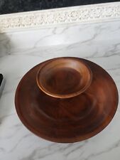 Vintage Vermillion Real Walnut Two-Tier Bowl/Tray made In  Missouri picture