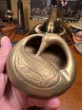Vintage Solid Brass Swan Ashtray- Made in India- Original Sticker-#H6 picture