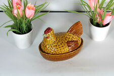 Vintage french chicken pate baking form faience 1970 animal  picture