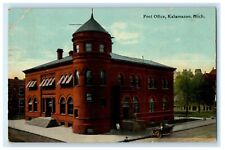 1912 Post Office Building Street View Car Kalamazoo Michigan MI Antique Postcard picture