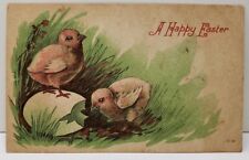 Happy Easter Sweet Chicks Colored Sketch Like Print to Tama Iowa Postcard E14 picture