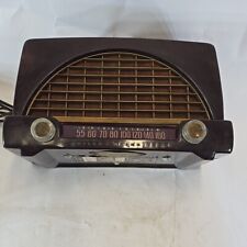 1950 Philco Transitone 50-526 Vintage AM 5 Tube Radio Maroon Bakelite Powers On picture