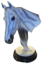 Horse Head Statue Figurine White Gray Black 13