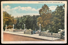 Vintage Postcard 1930 entrance to City Park, Hagerstown, Maryland picture