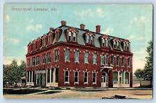 c1910's Grand Hotel & Restaurant Building Entrance Lancaster Wisconsin Postcard picture