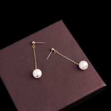 Handmade Freshwater 9-10MM Natural cultured pearl Earrings Casual Custom Crystal picture