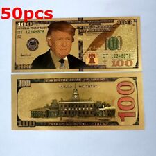 50Pcs President Donald Trump Colorized $100 Dollar Bill Gold Foil Banknote US picture
