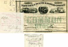 Saint Paul and Duluth Railroad Co. Issued to and Signed by Charles D. Barney - A picture