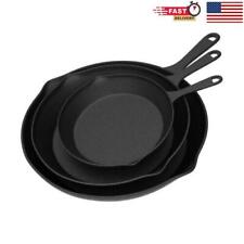 Set of 3 Frying Pans Cast Iron Pre-Seasoned Nonstick Skillets 10'' & 8'' & 6'' picture